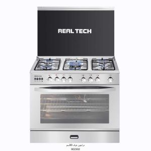 Real Tech 5-burner gas cooker, 60*90cm, Dragon fan, wide brackets, stainless steel, code 902302