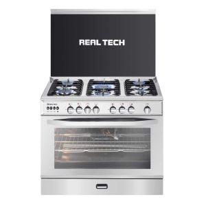 Real Tech 5-burner gas cooker, 60*90cm, Dragon Cast, fan, cast iron grates, stainless steel, code 902304