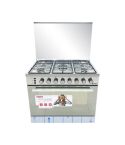 Fresh 5-burner gas cooker, 60*90cm Jumbo Plus, with fan, stainless steel, 2 knobs, code 21935