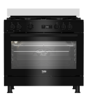 Beko gas cooker 60*90 black digital 2 fan cast iron holders full safety GGR15325FXNB