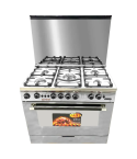 Fresh Milano Gas Cooker, 60*90 Cm, 5 Burners, Cast Iron Holders, Fan, Grill, Stainless Steel, Silver
