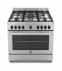 Fresh 5-burner gas cooker, 90cm, Professional Pro Plus, 2 fans, temperature indicator, 2 knobs, stainless steel fryer, code 23187