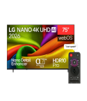 شاشه ال جى 75بوصه سمارت ريموت ماجيك 4K نانو 75NU850B6LA