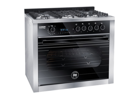 Unionaire Gas Cooker, 5 Burners, Grand Carbon Fiber Timer, Smart Stainless Steel, 2 Safety Fan, Air Fryer C69ssgc383ics2fgcf2wal