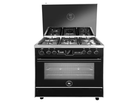 Unionaire Gas Stove, 5 Burners, I-cook, Auto-cook, Smart, 90 Cm, Stainless Steel, Digital Safety, 2 Fans, Air Fryer, C69ssgc511icps2fis2wal