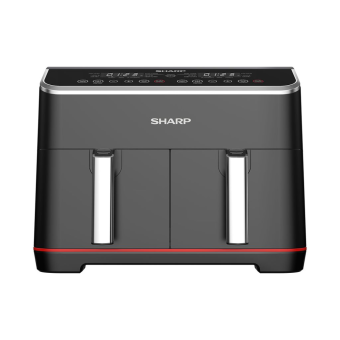SHARP Air Fryer Dual Cook 1800 Watt 8 Liter Electronic Touch Screen Glass Panel Stainless KF-DF80RT-EK2