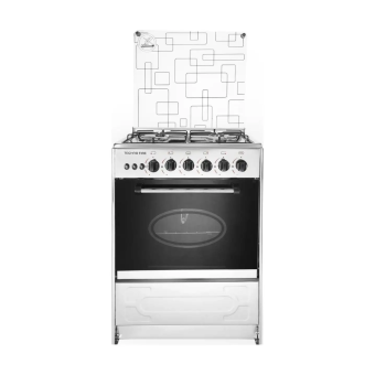 TechnoFire Stainless Steel Gas Cooker, 60×60 cm, 4 Burners - Silver