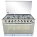 Fresh 5-burner gas cooker, 60*90cm, Jumbo Plus, fan, silver finish, stainless steel surface, 2 safety switches, code 21938
