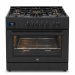 Fresh 5-burner 90cm Matrix Plus gas cooker, black, with fan, digital timer, safety combustion chambers, code 23140